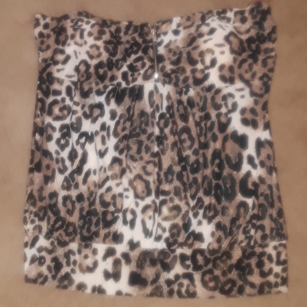 Strapless animal print top